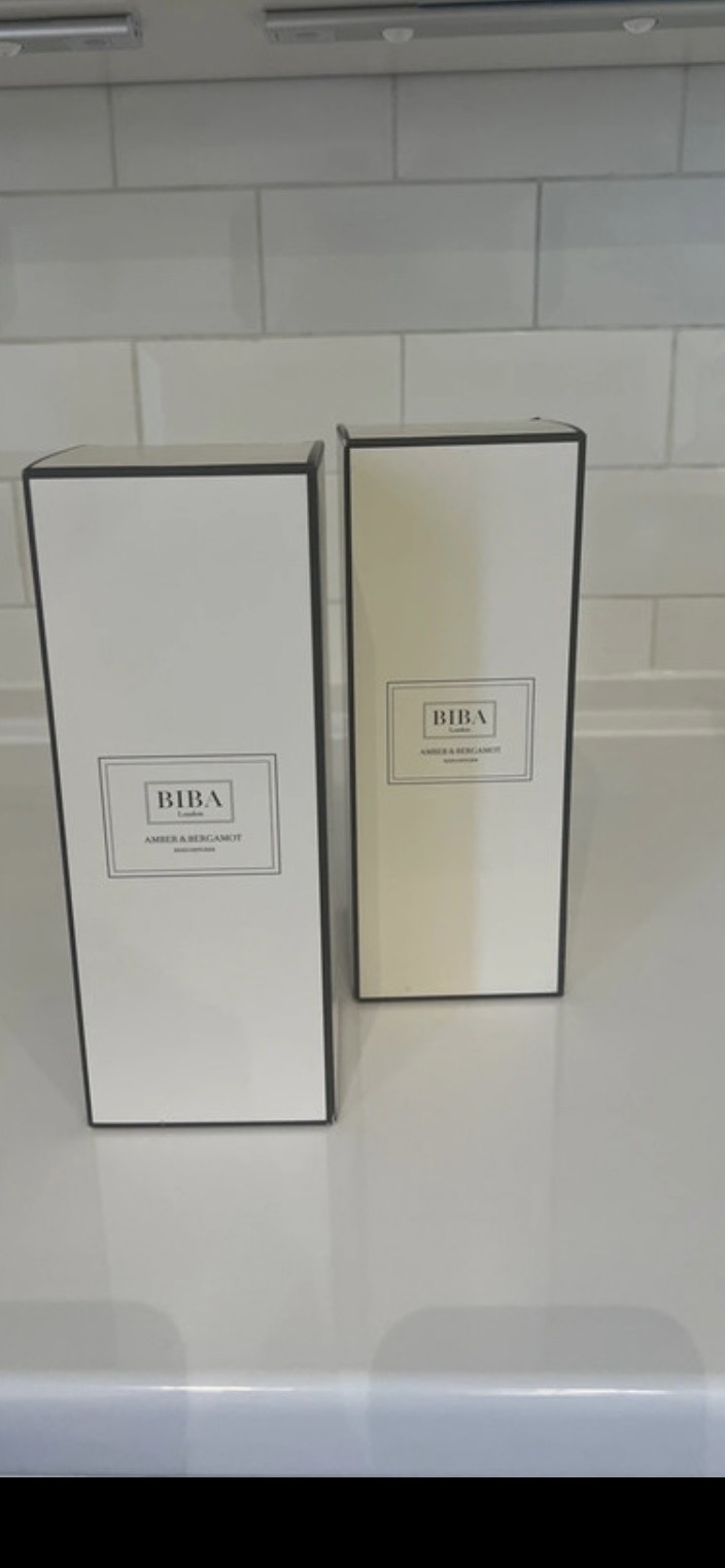 Set of 2 Biba London large size amber and bergamot reed diffusers
