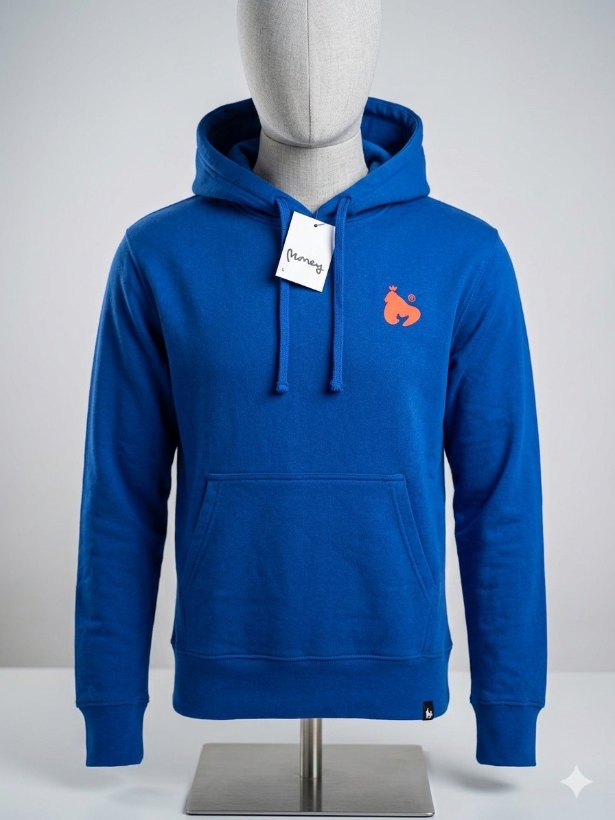 Royal blue “money” hoodie - BNWT size large