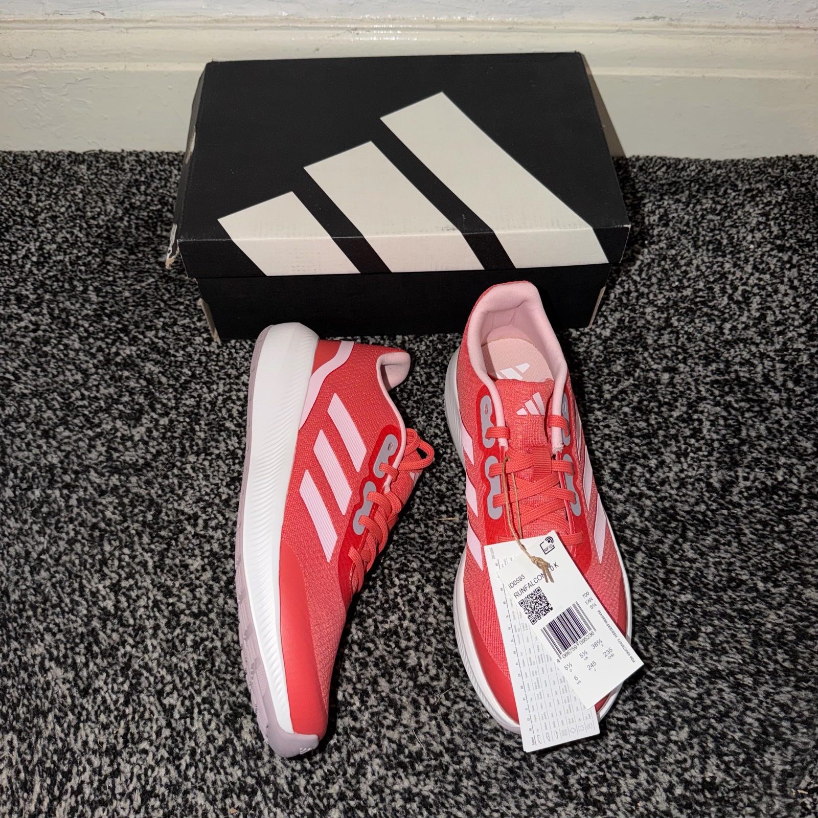 Adidas Runfalcon 3.0 K Trainers UK 5½ EU 38 ⅔ Red Pink Kids Brand New Boxed ID0503