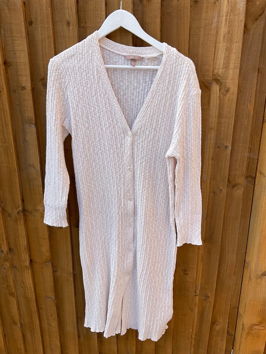 Cream long sleeve button up midi dress H&M size small