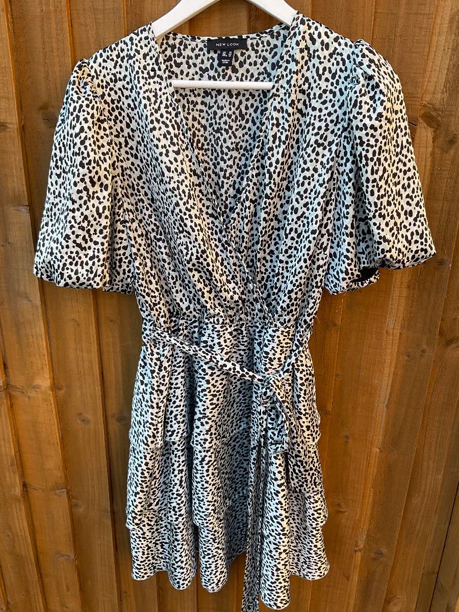 Mint green leopard print dress New Look size 16