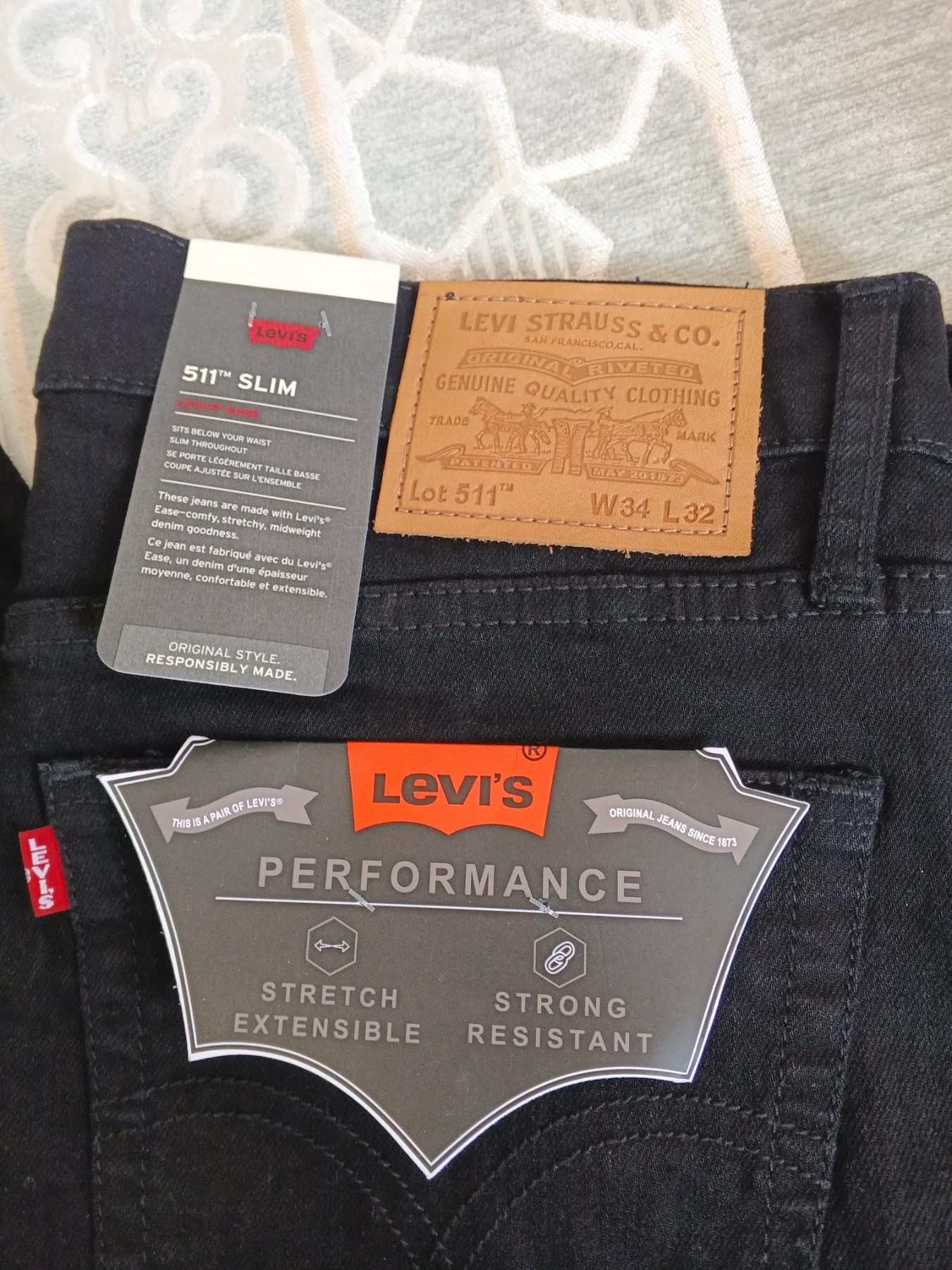 Levi's 511 34/32 stretch black denim jeans