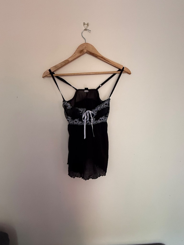 Vintage Frederick's of Hollywood Embroidered Mesh Cami Top S