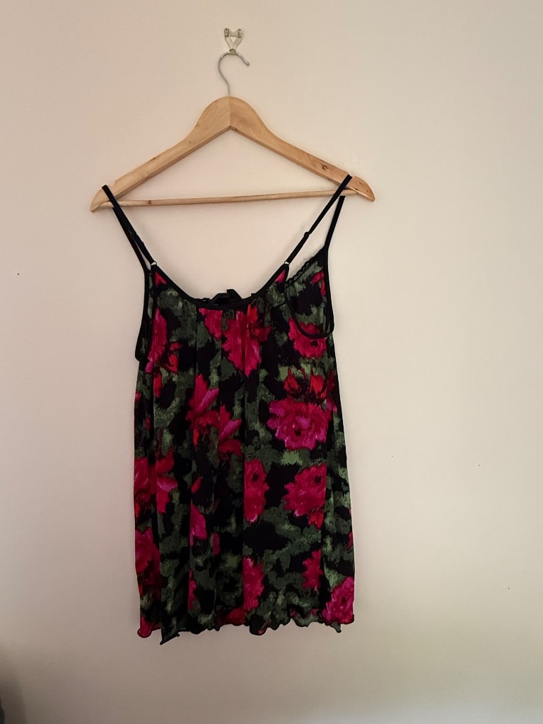 Gothic Grunge Floral Mesh Mini Slip Dress UK 12