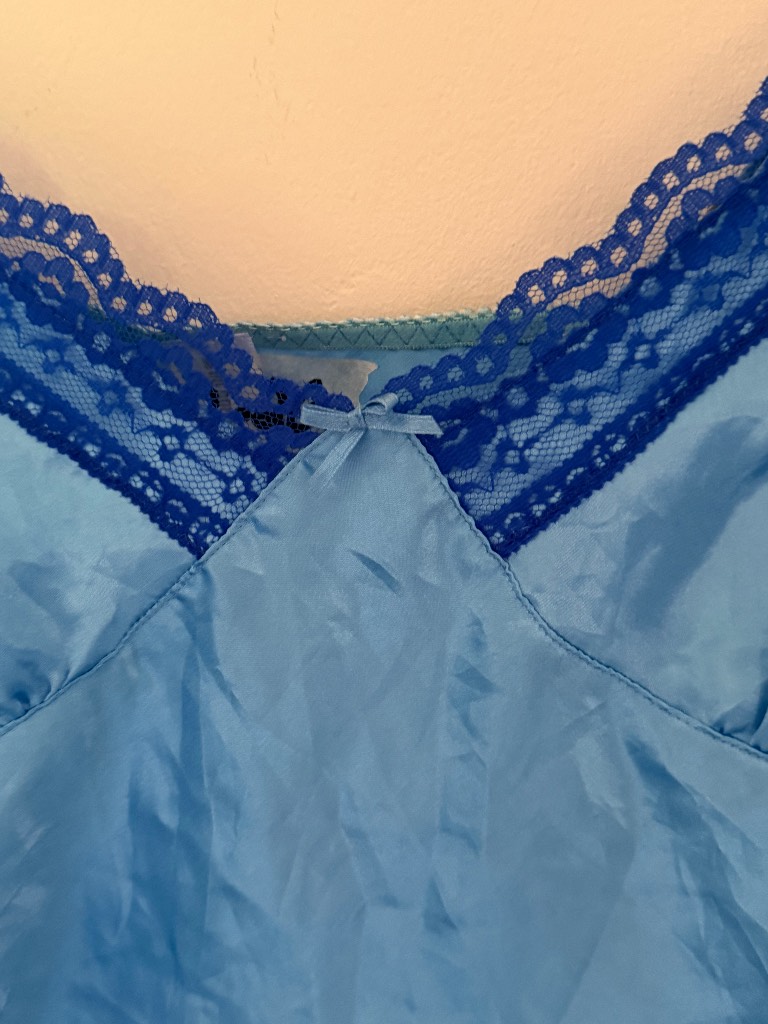 Vintage No Boundaries Blue Satin Lace Cami Top L Y2K Coquette