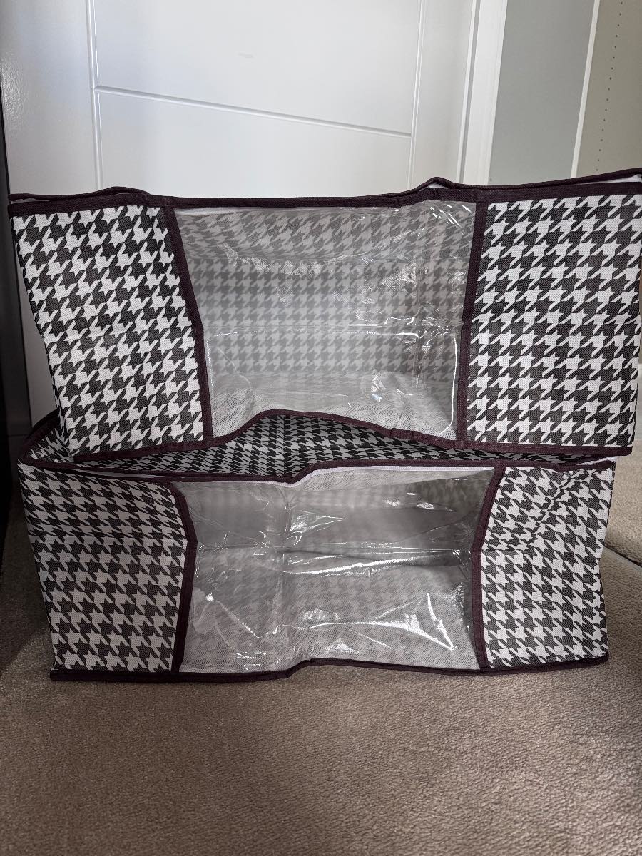 SET OF 2 Visible Large Capacity Storage Box Household Organiser With Handle