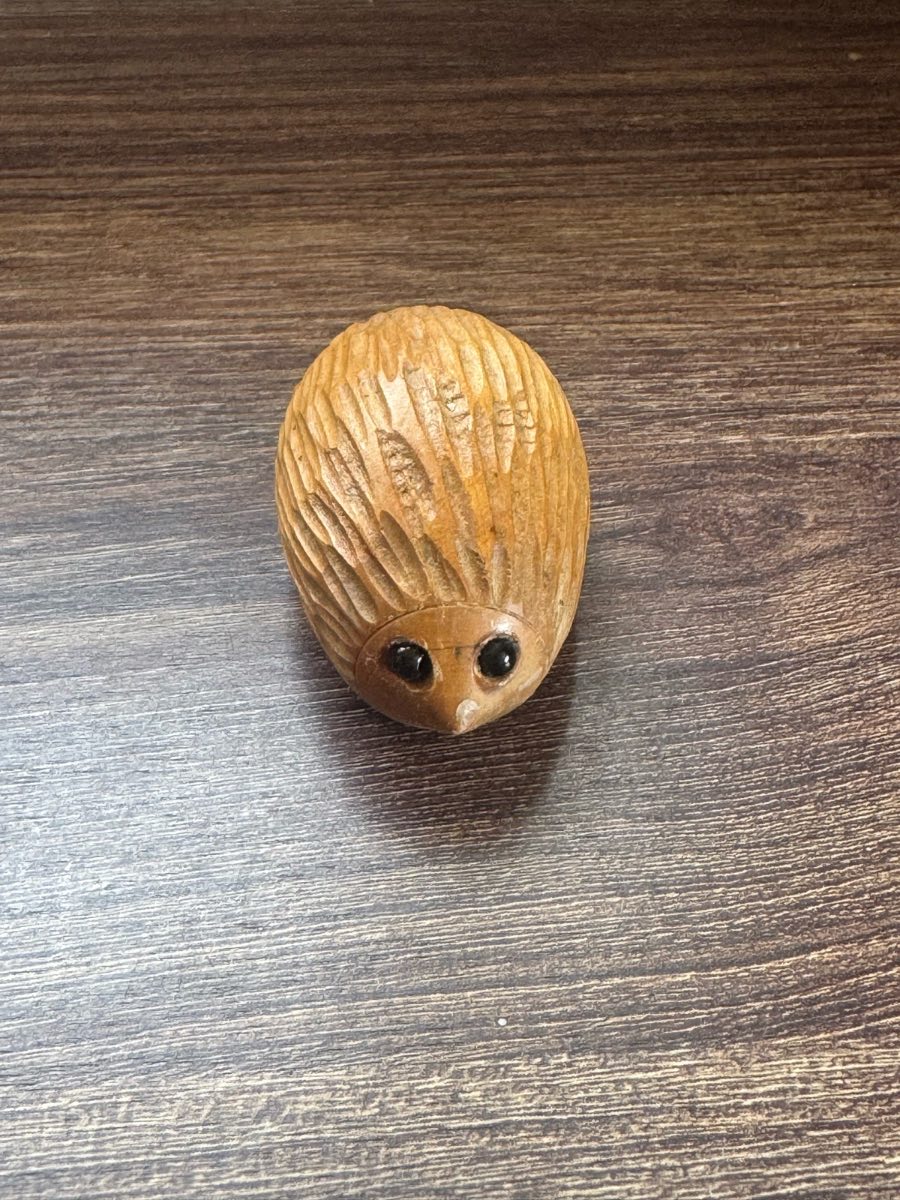 handmade wooden baby hedgehog ornament