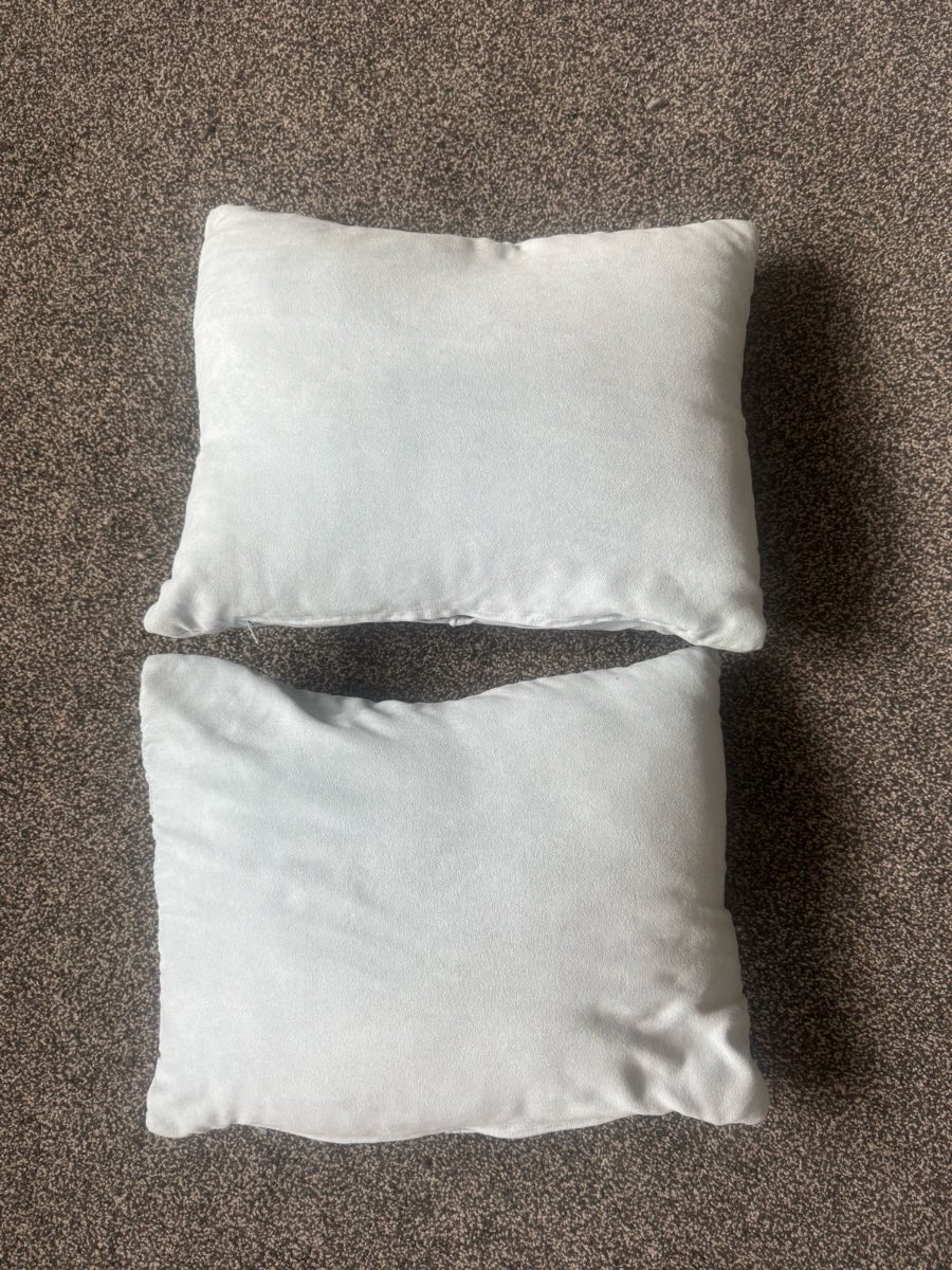 Duck egg blue suede square throw pillows