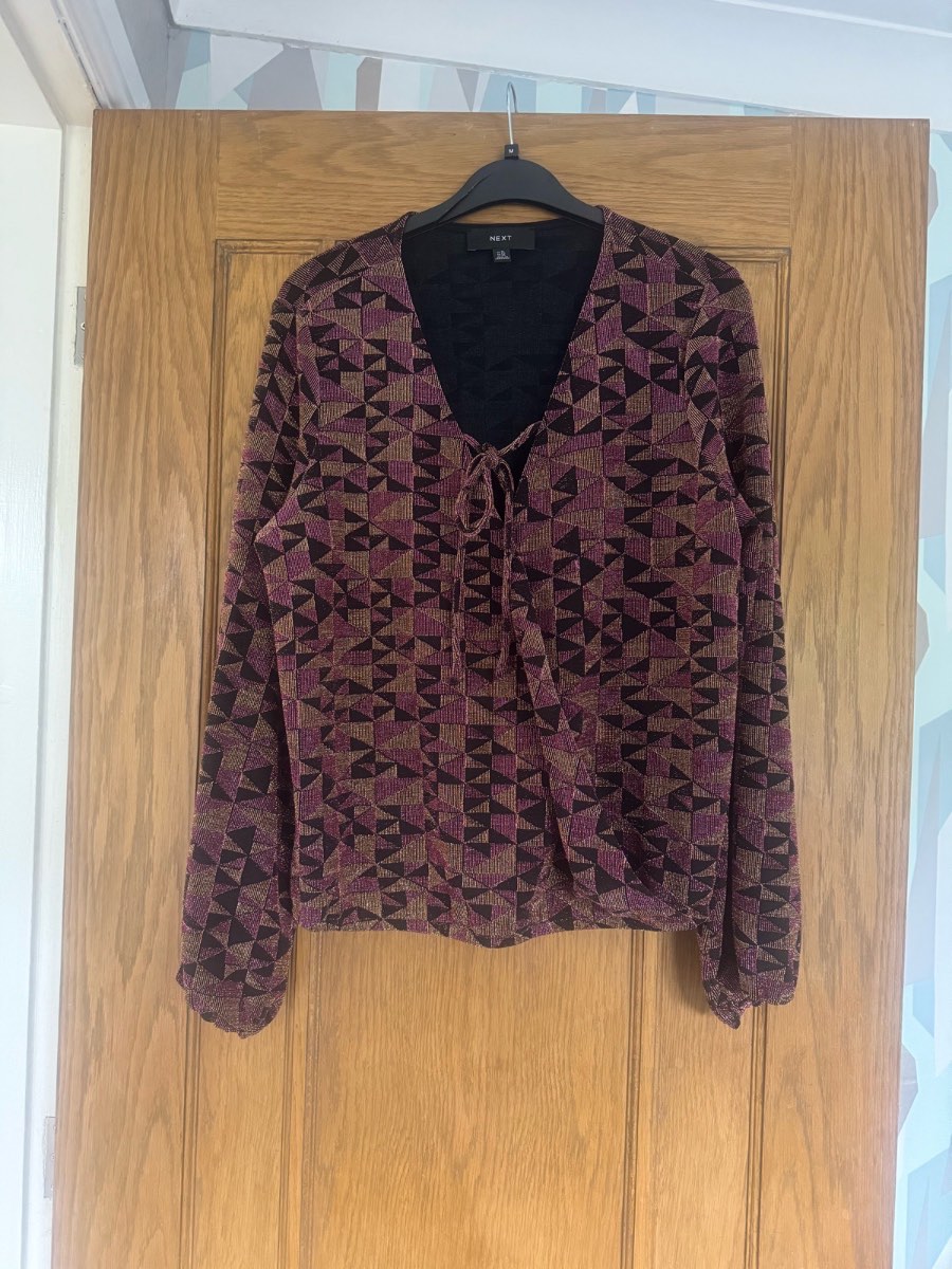 Gold and purple sparkly Next long sleeved top with tie detailing