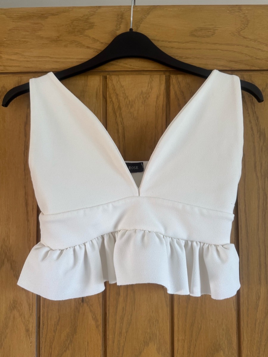 Cameo Rose white peplum top size xs