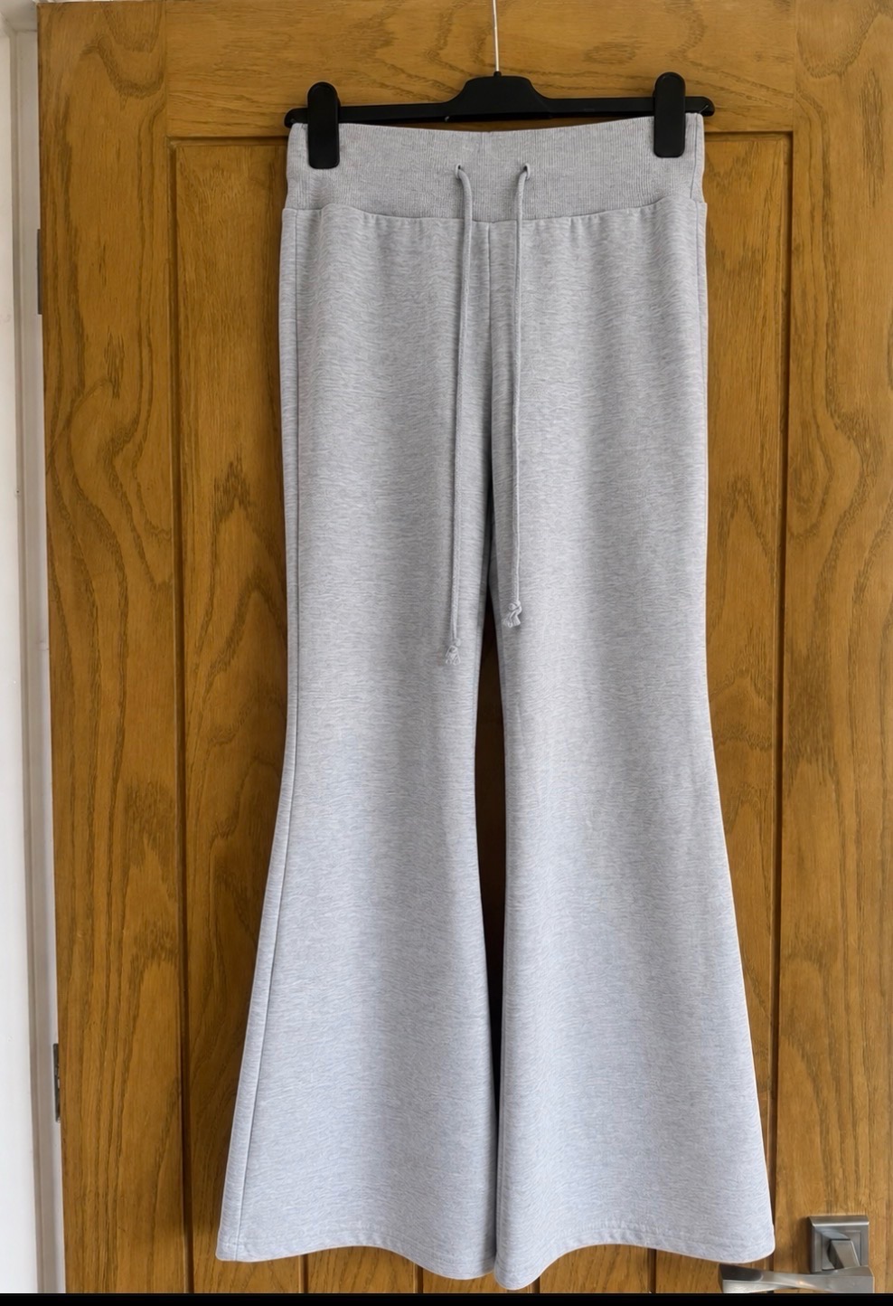 Grey marl flare joggers - high waist drawstring wide leg loungewear trousers