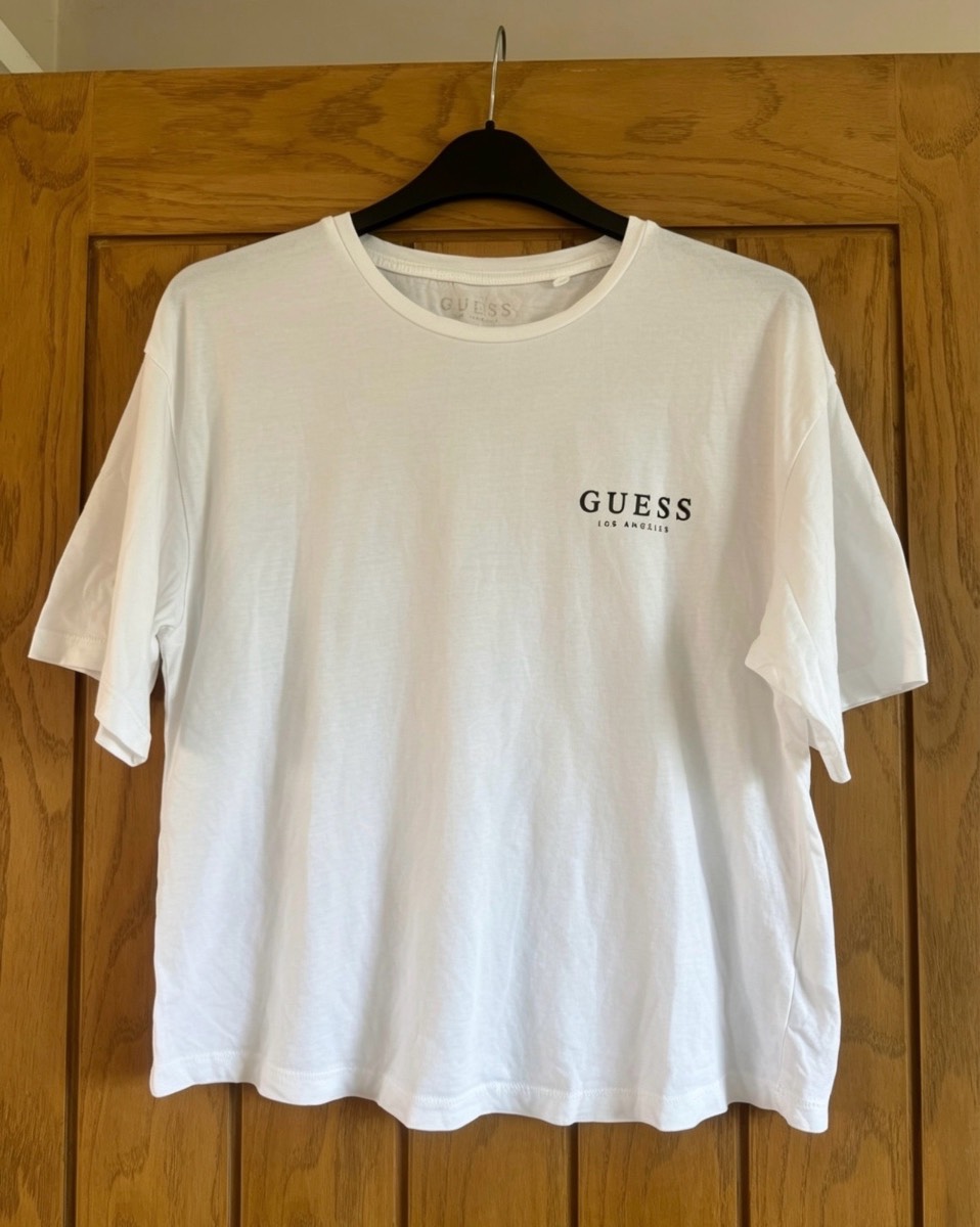 Guess white t-shirt with black logo Size XS