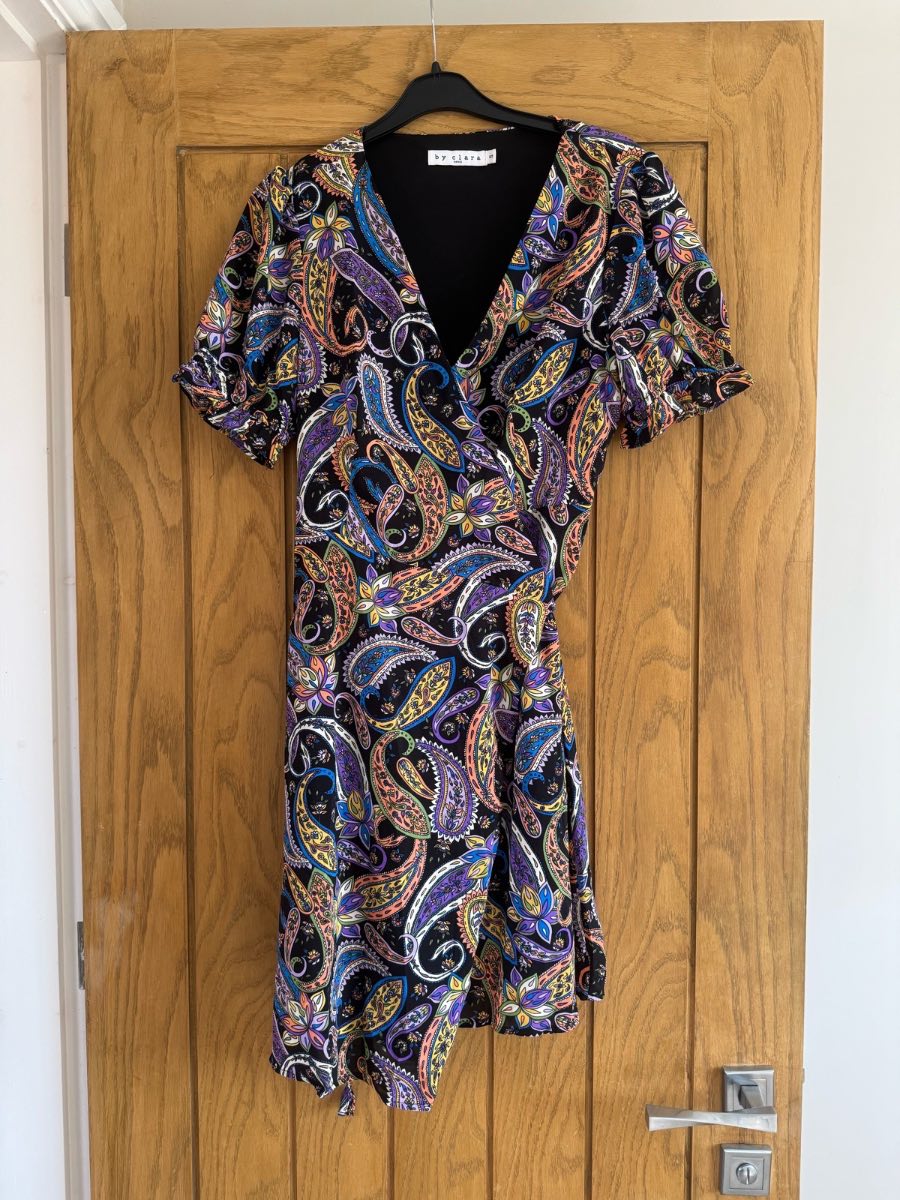 By Clara multi-coloured paisley print wrap dress
