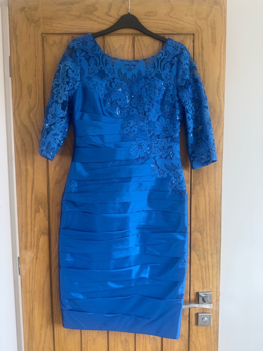 Royal Blue Lace Occasion Knee Length Dress – Elegant Wedding Guest / Mother of the Bride Dress