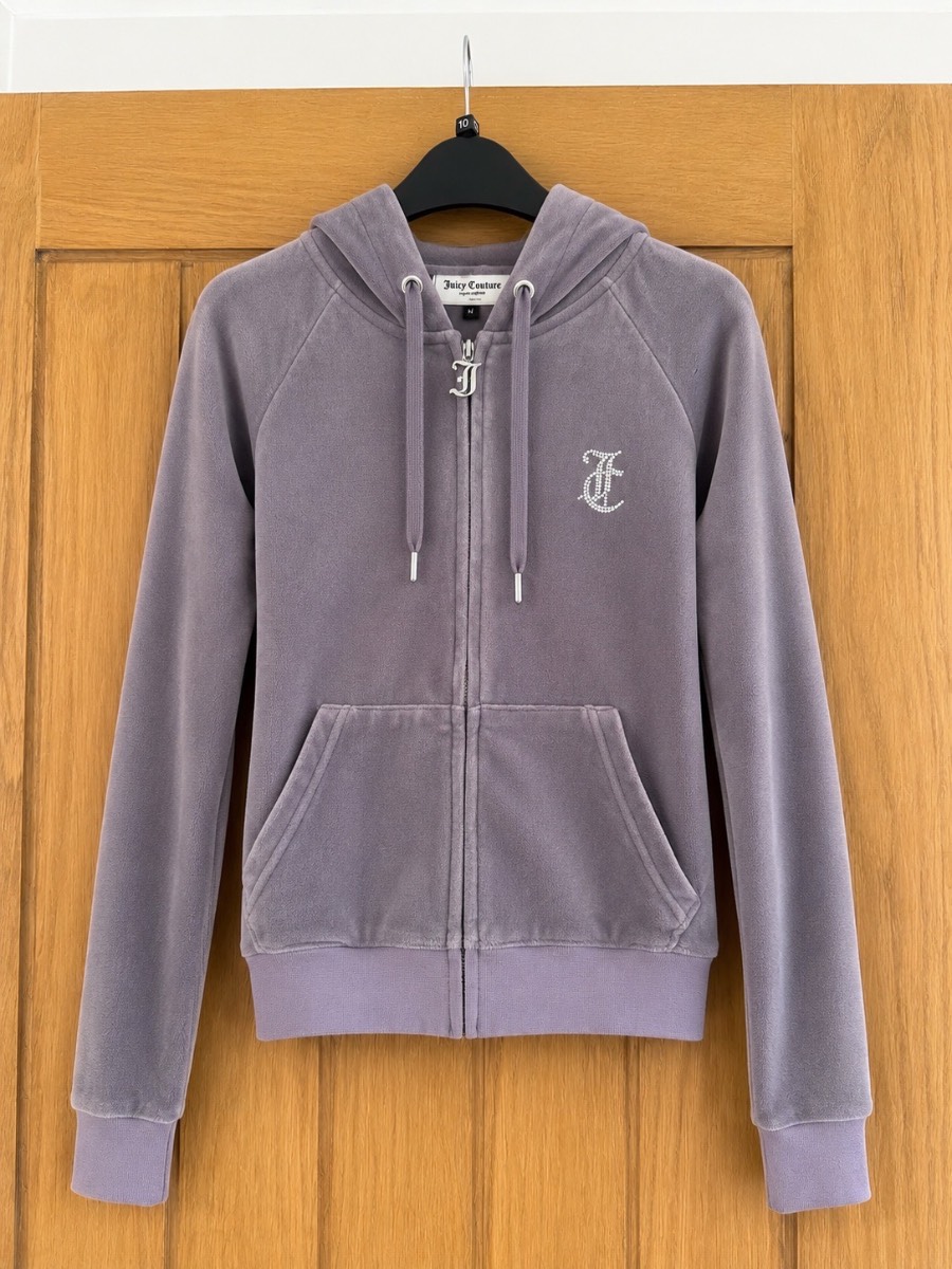 Juicy Couture grey velour zip up hoodie