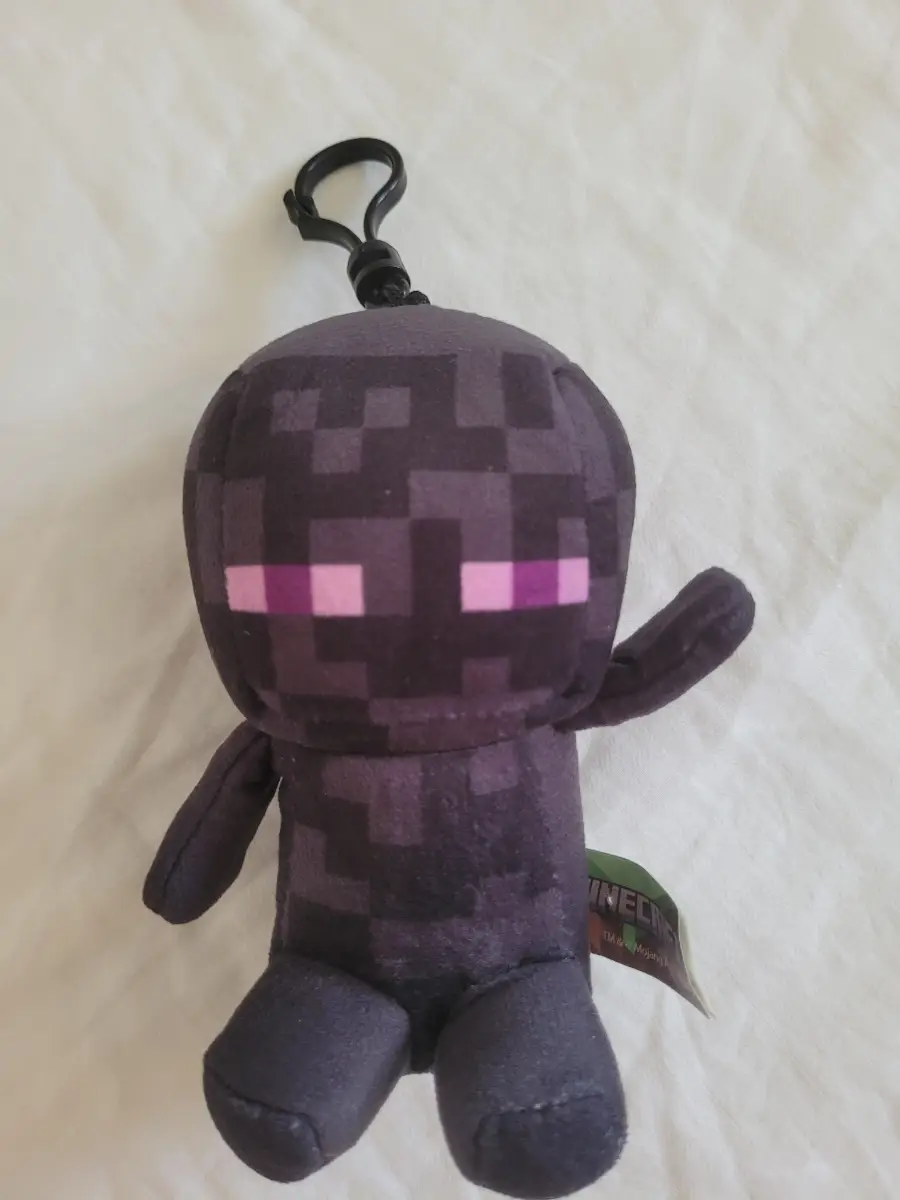 Minecraft enderman black purple plushie keyring bag charm chain soft toy