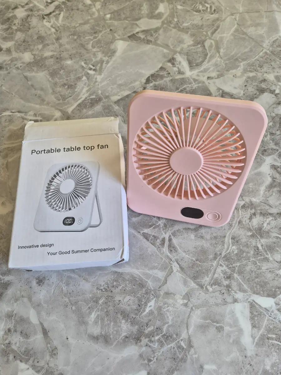 Pink Rechargeable Portable Table top Fan