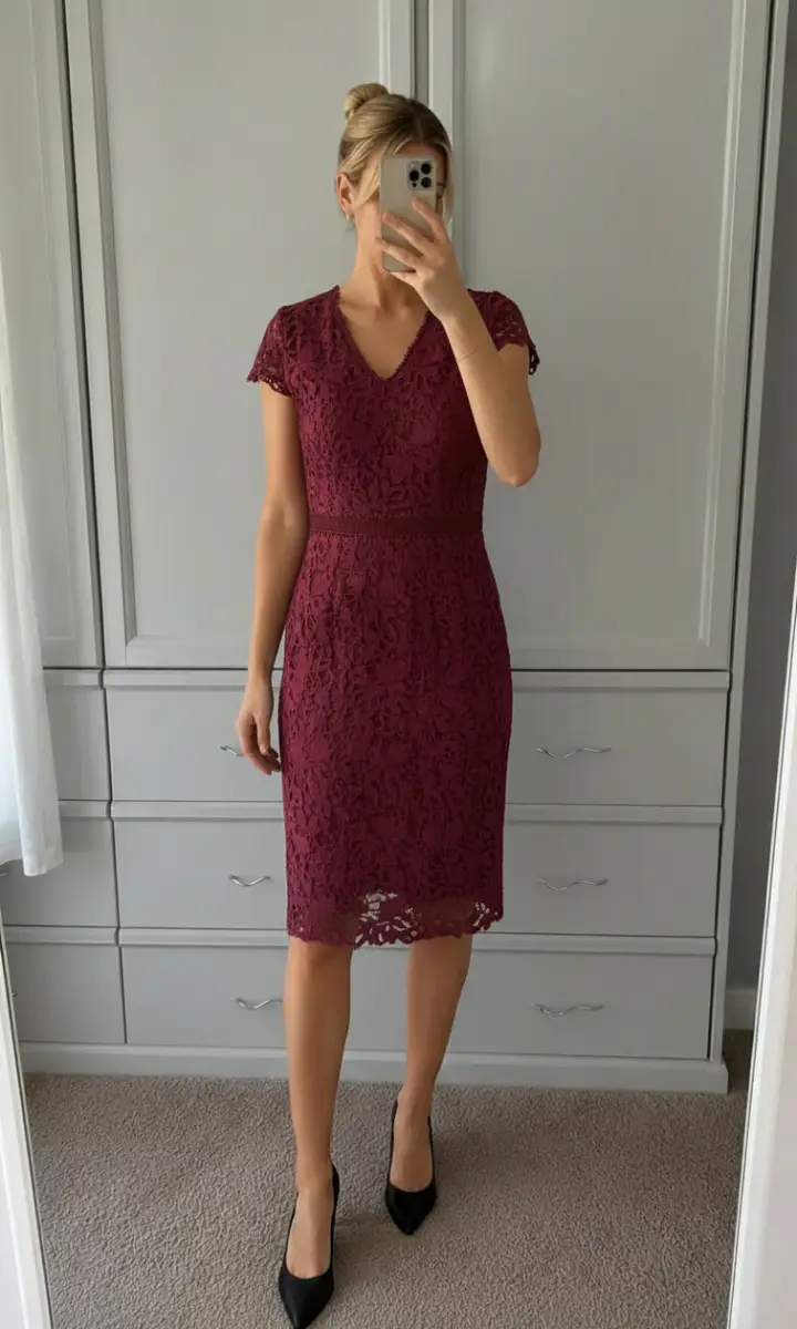 Brand New Burgundy Lace Dress size 8