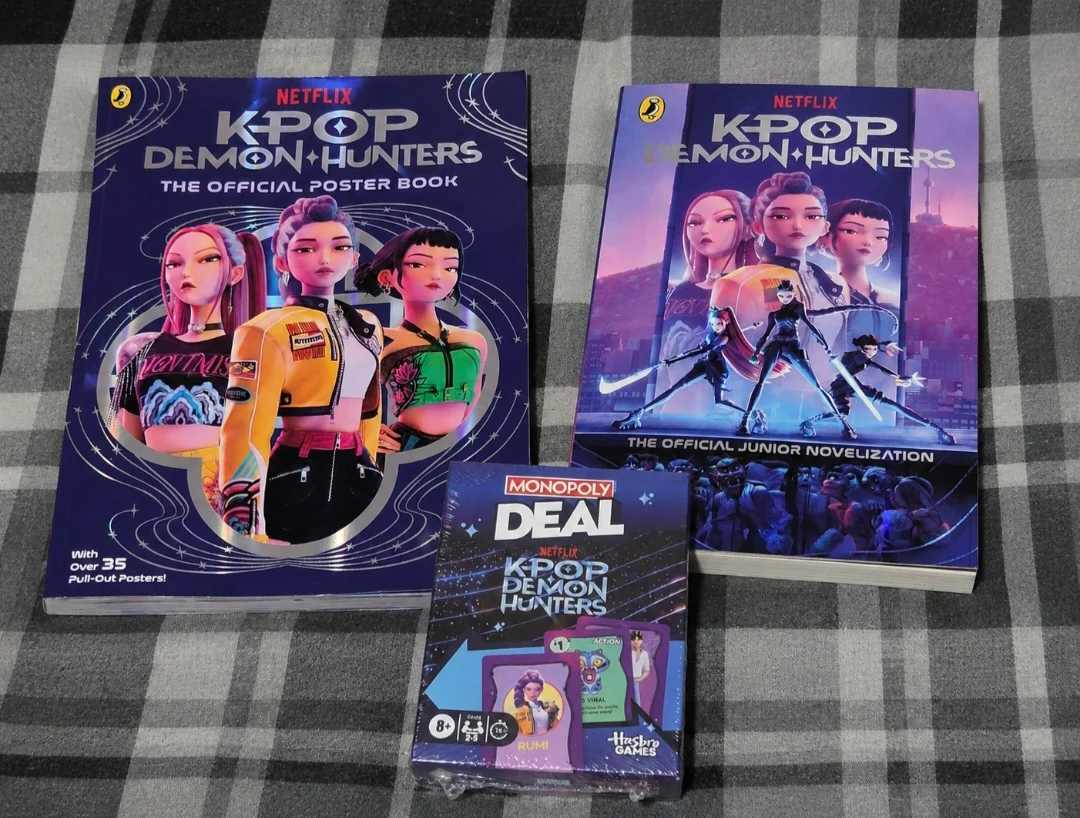 KPop Demon Hunters Bundle – Poster Book, Junior Novel & Monopoly Deal – Brand New