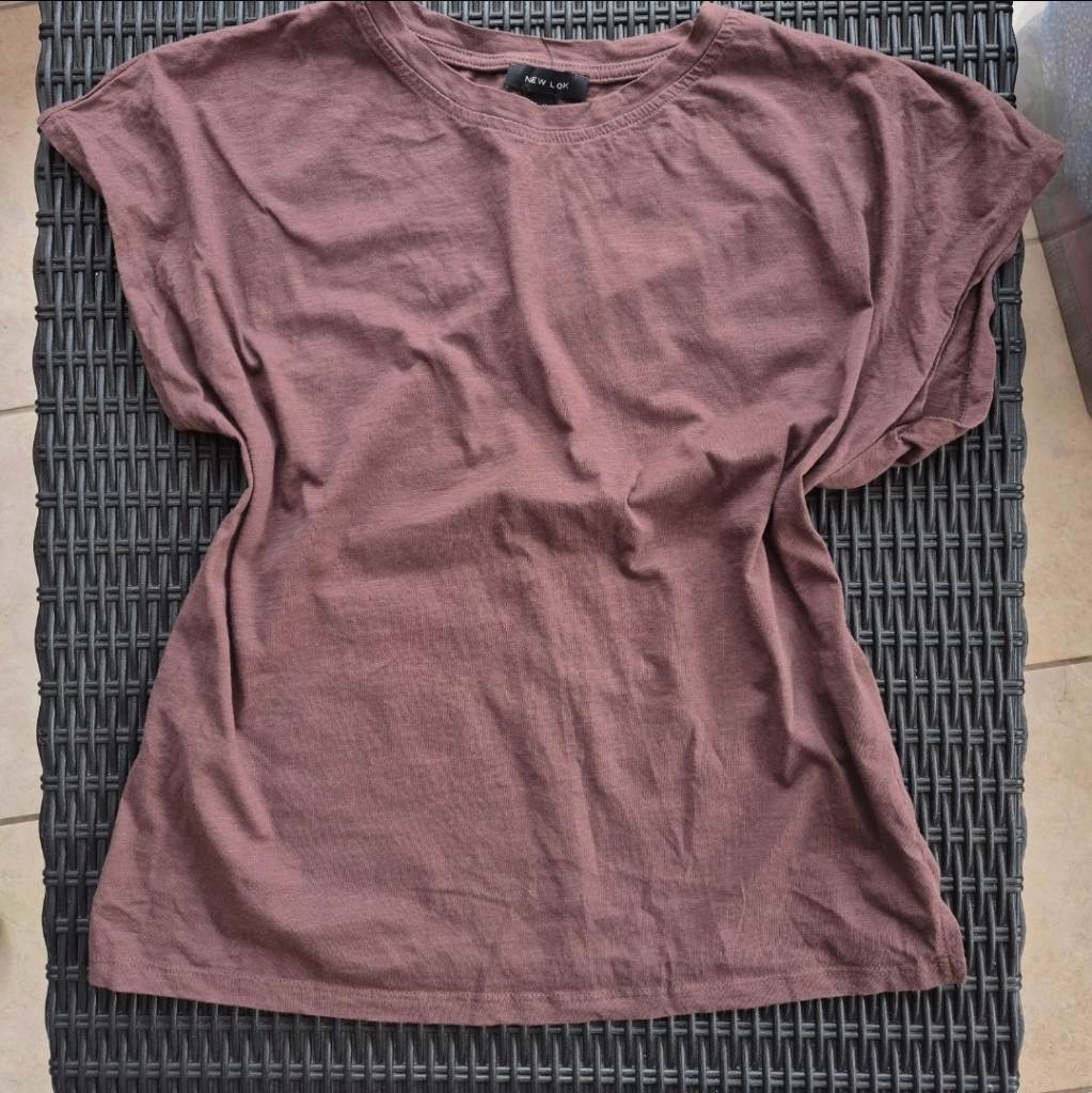 Brown Cap Sleeve Cotton TShirt Size 14
