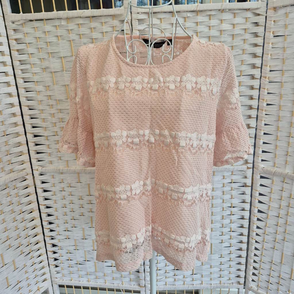 Pink Floral Lace Top size 18