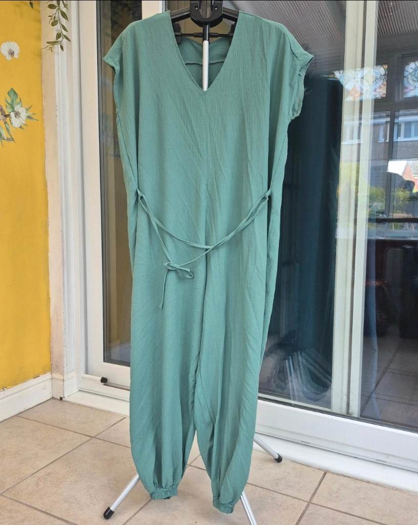 Sage Green French Harem Jumpsuit one size