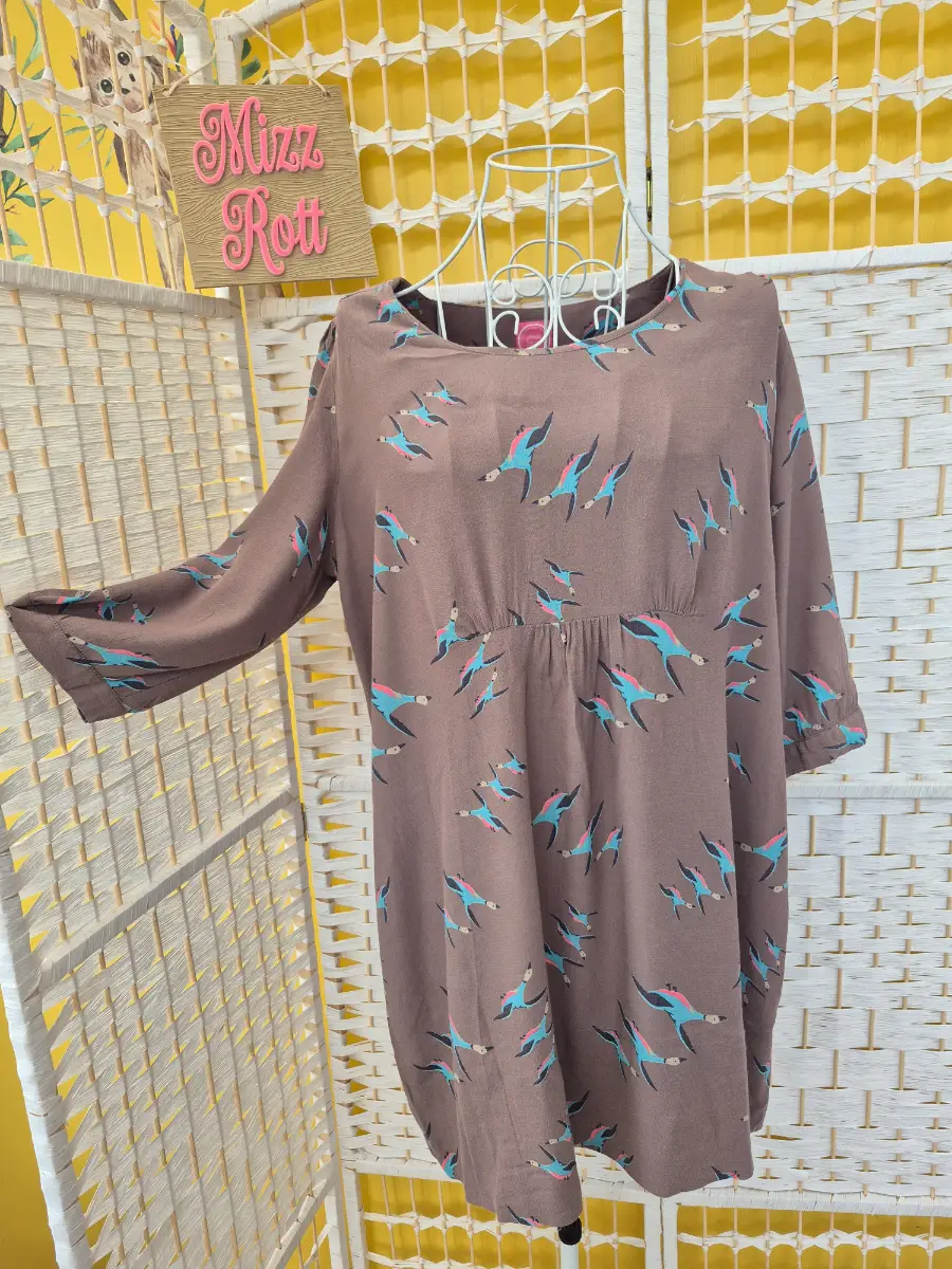 Joules Grey Flying Duck Print tunic dress - Size 14