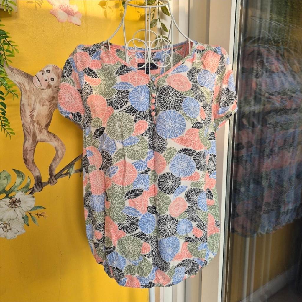 Maine Floral Boho Top Size 16
