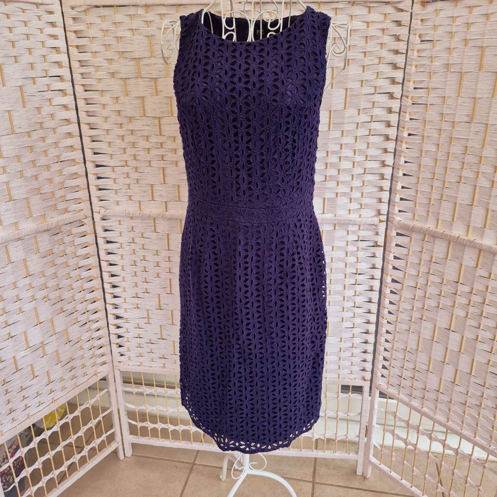 F&F Navy Floral Lace Shift Dress UK 14
