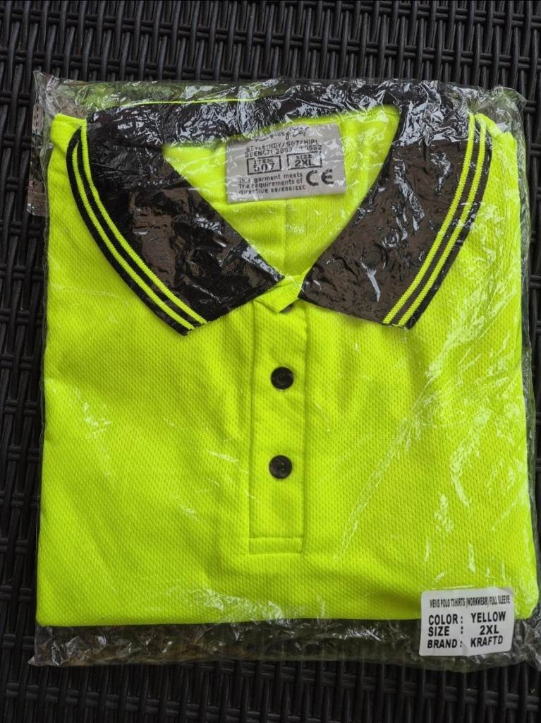 Brand New Kraftd Hi-Vis Long Sleeve Polo Shirt Yellow 2XL