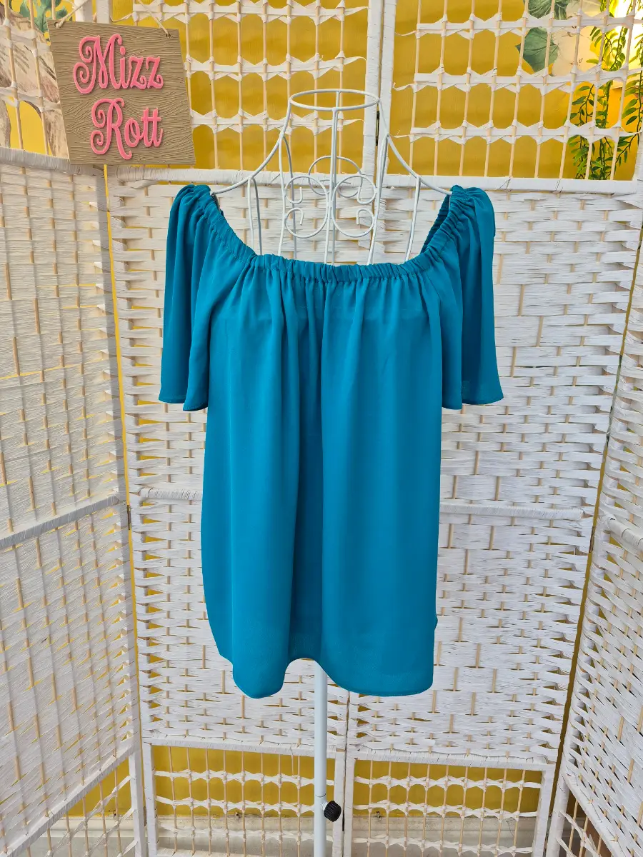 Teal Off-The-Shoulder Top - Size 18