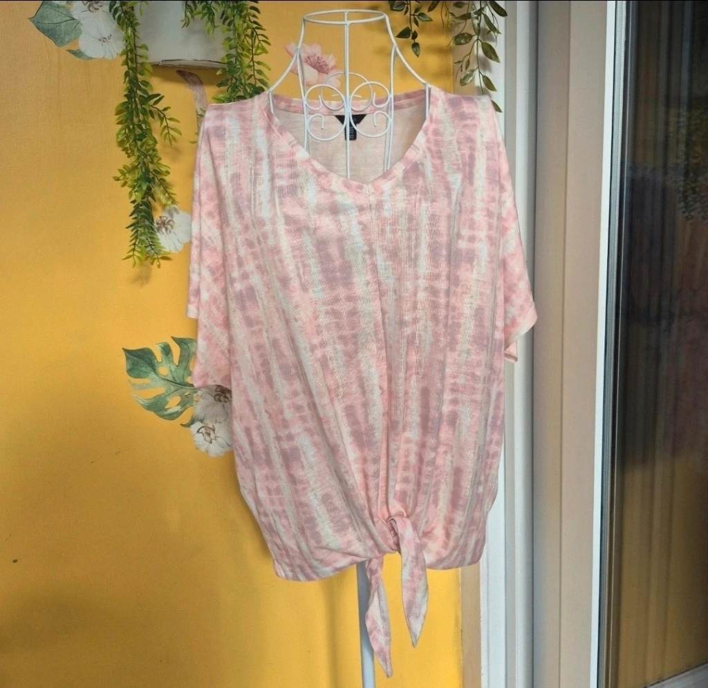 Tiedye pink top tie front UK18