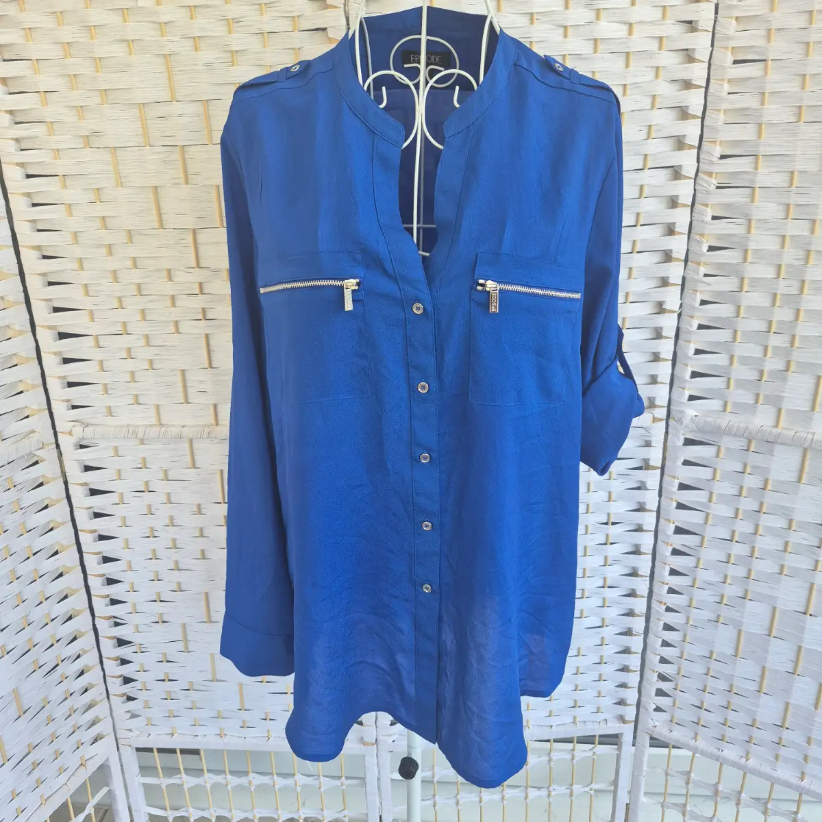 Episode Royal Blue Button-Up Utility Blouse - Size L