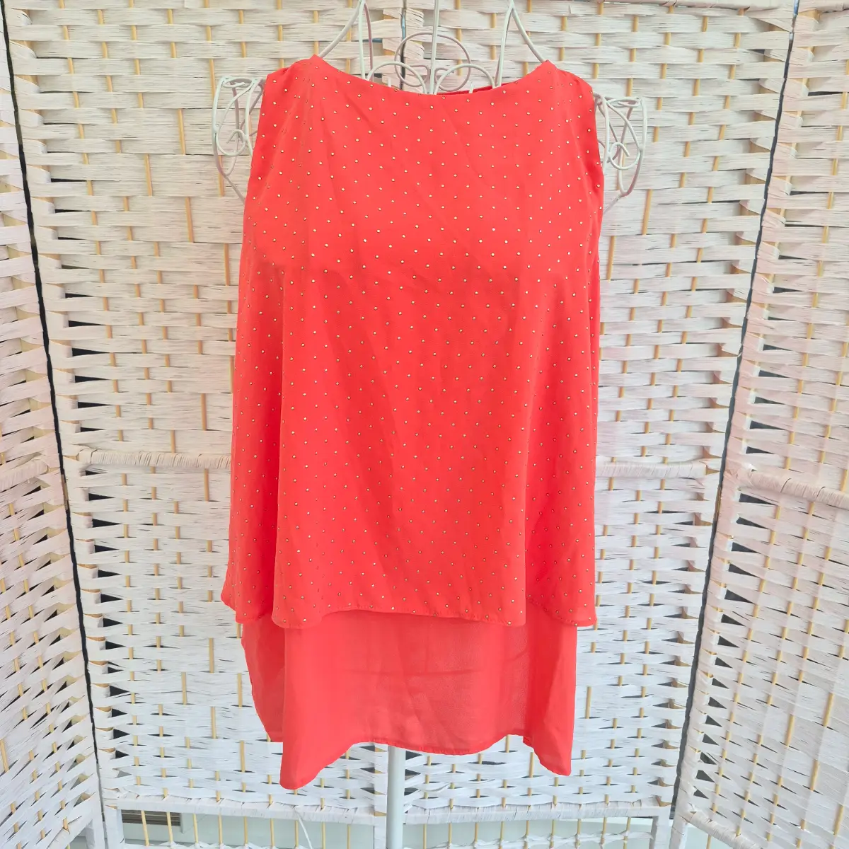 Next Coral Studded Layered Chiffon Top - Size 16