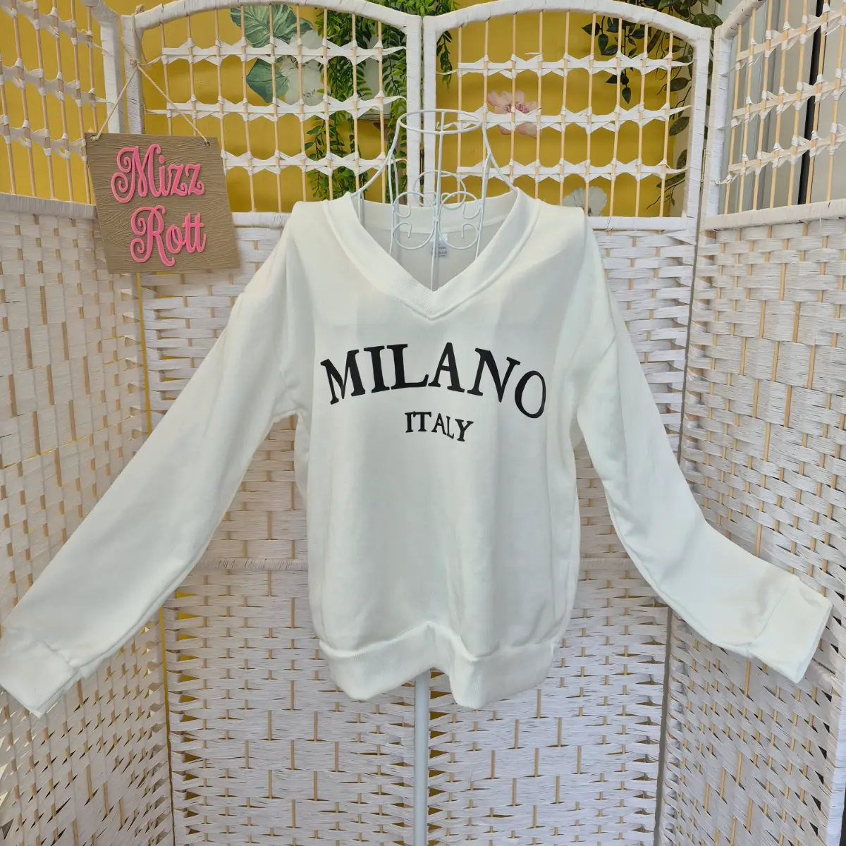 White Milano Italy Graphic Jumper / Sweatshirt - Size L