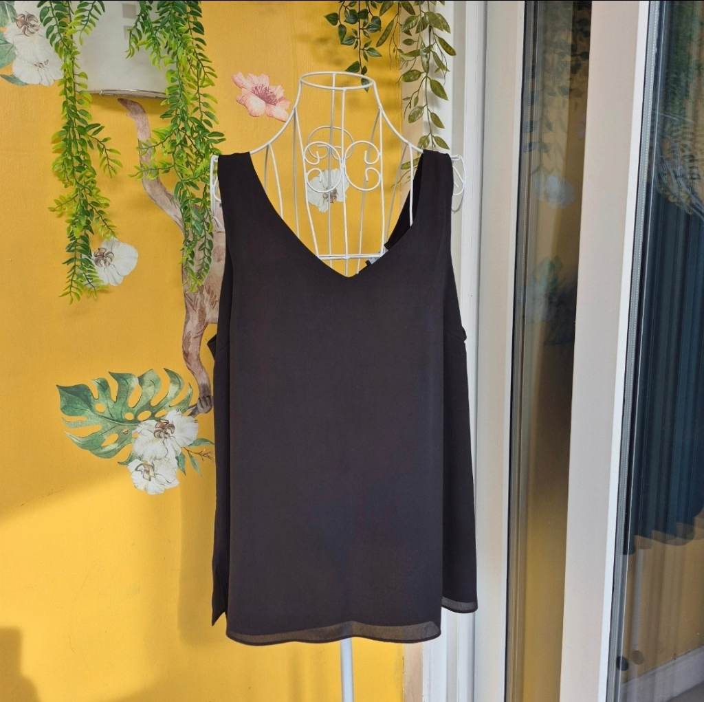 Wallis Black VNeck Layered Vest Top Size UK 18