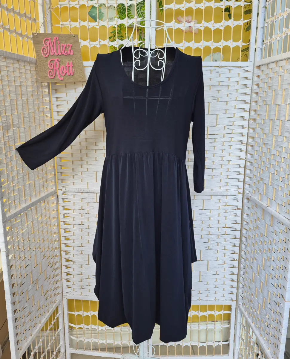 Navy Midi Dress - Made in France - Stretchy & Comfortable