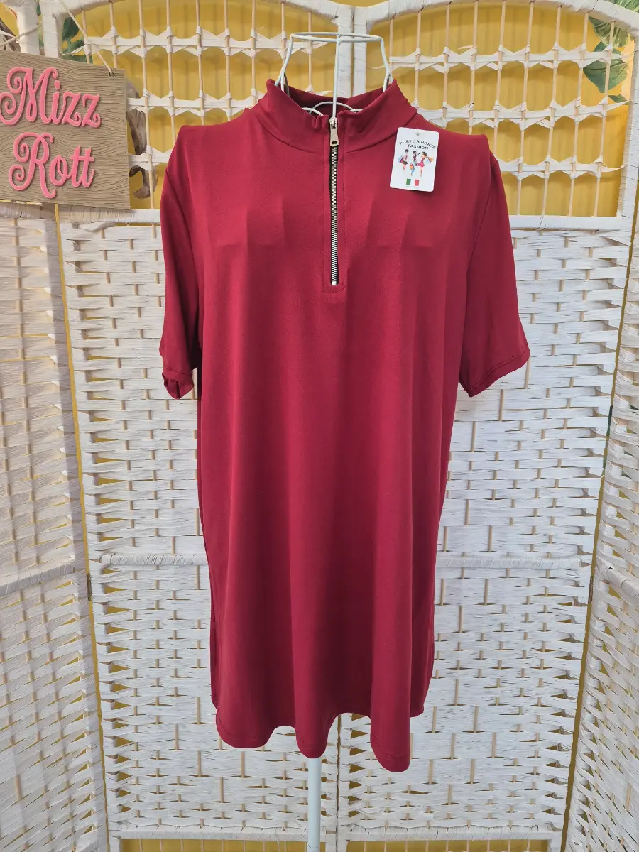 Porte A Porte Burgundy Longline Top / Tunic (Made in Italy)