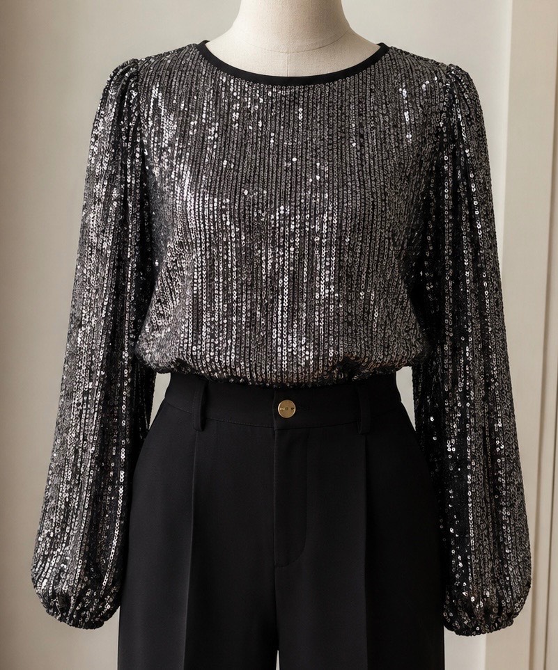 F&F Black Sequin Blouse – Size 16 UK – Excellent condition
