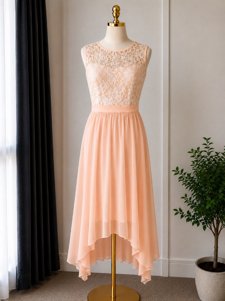 Roman blush pink lace dress – high low hem – Size 12 UK – Excellent condition
