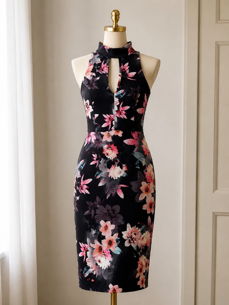 Lipsy floral bodycone midi dress– Size 12 UK – Excellent condition