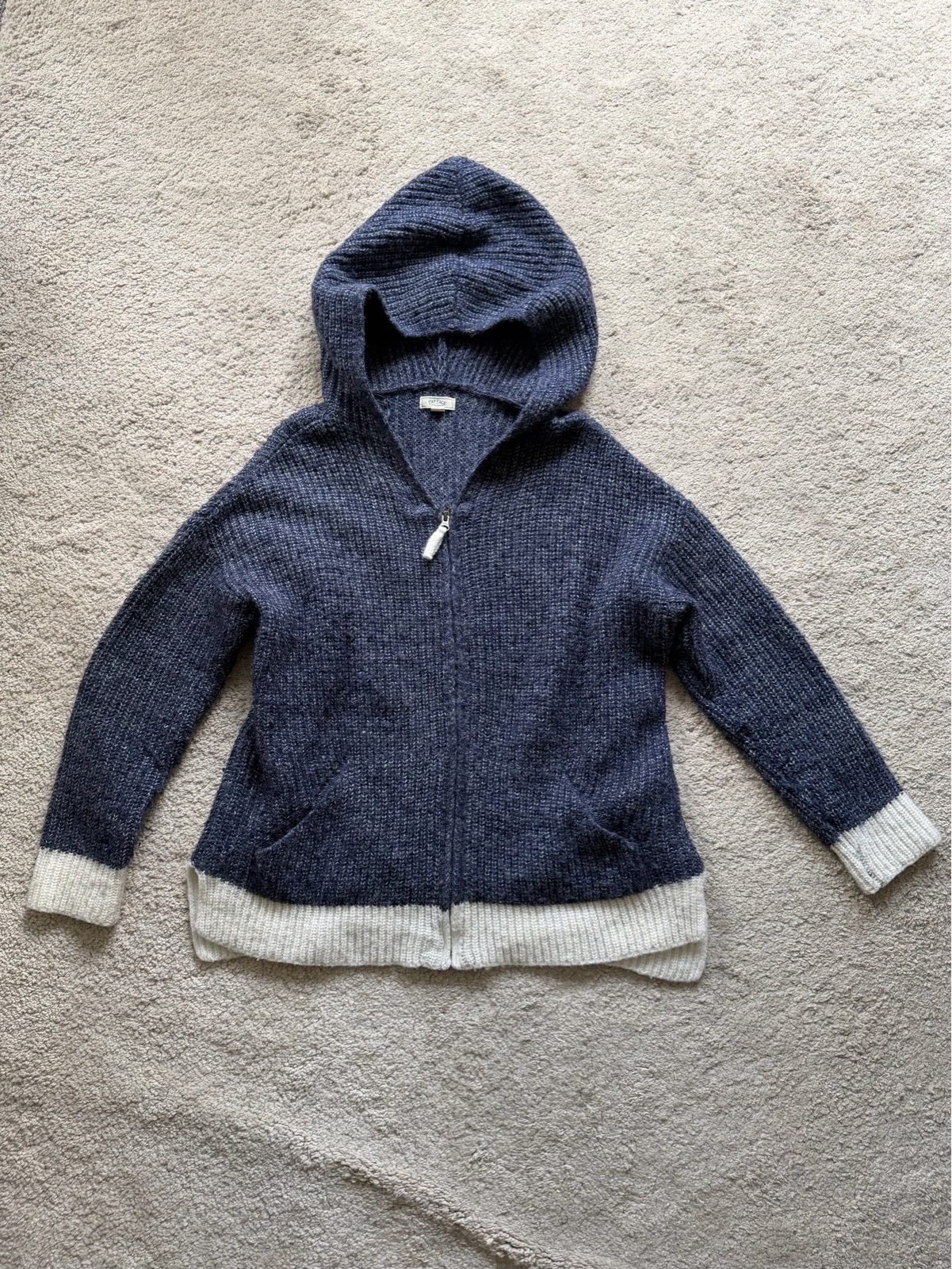 Navy and White knit fatface hoodie