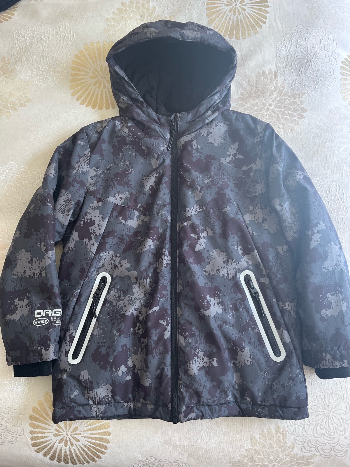 Grey Camouflage Fleece Lined Padded Jacket (7-8 Years)