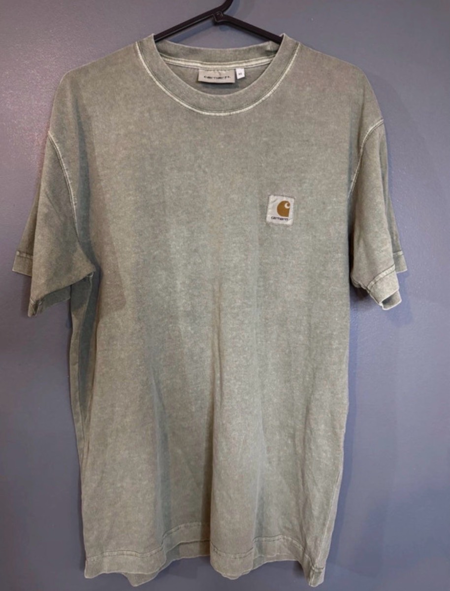 Carhartt WIP Logo Patch T Shirt Washed grey/Green XS Cotton Tee