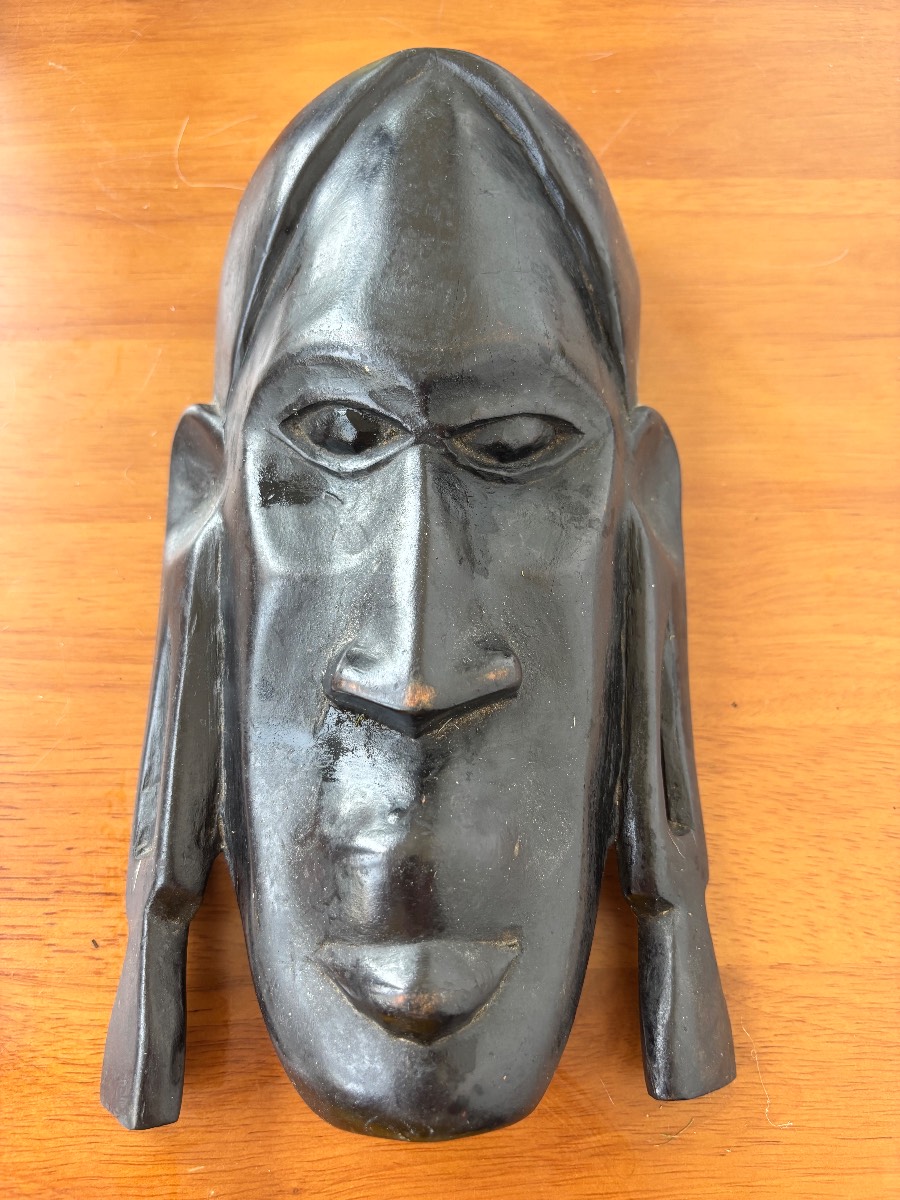 Vintage Hand Carved African Style Wooden Wall Hanging Mask
