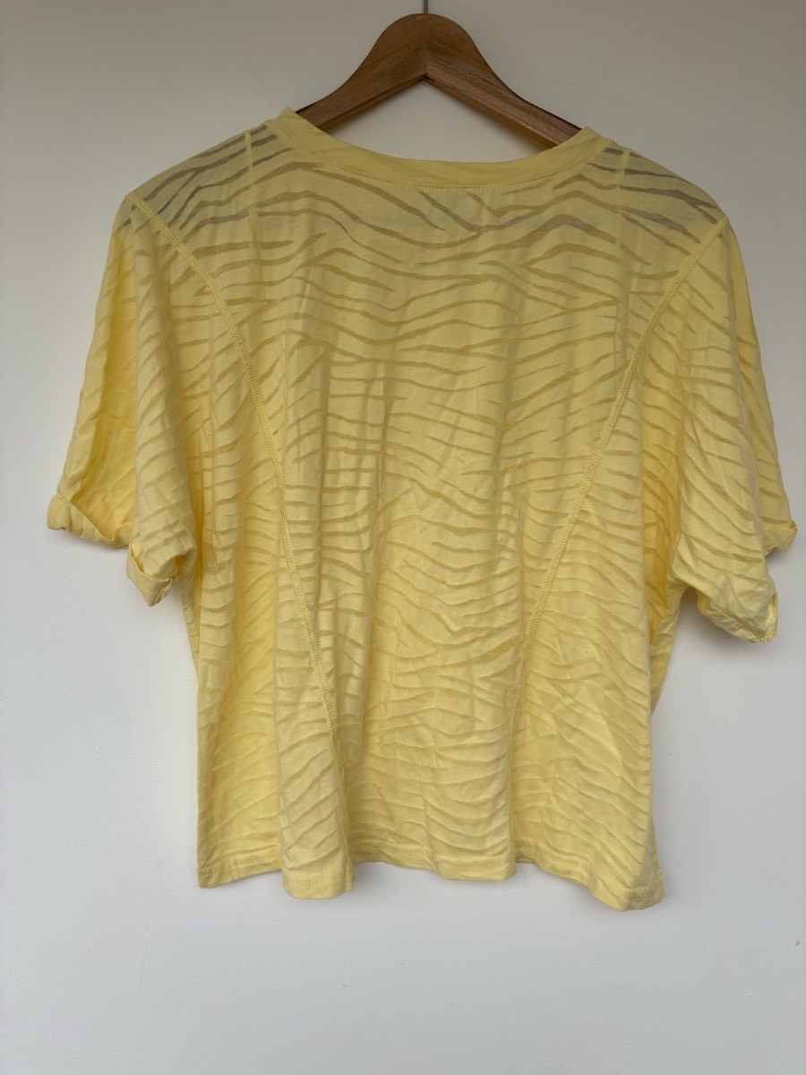 F&F Active Yellow Zebra Stripe Burnout T-Shirt Size 14