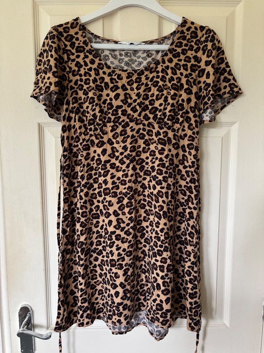Primark Cares Leopard Print Tea Dress Size 12 Short Sleeve Summer Everyday Comfort