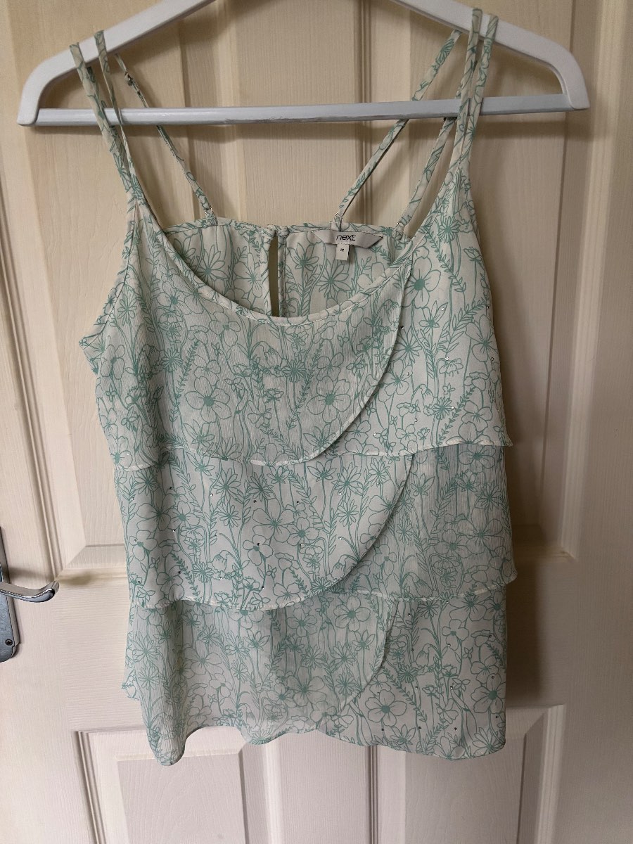 Next Green & White Floral Layered Cami Top - Size 12