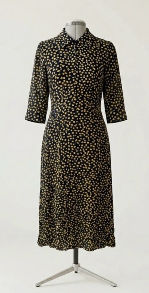 Monsoon Black and Yellow Floral Midi Dress Size 10 summer holiday casual smart