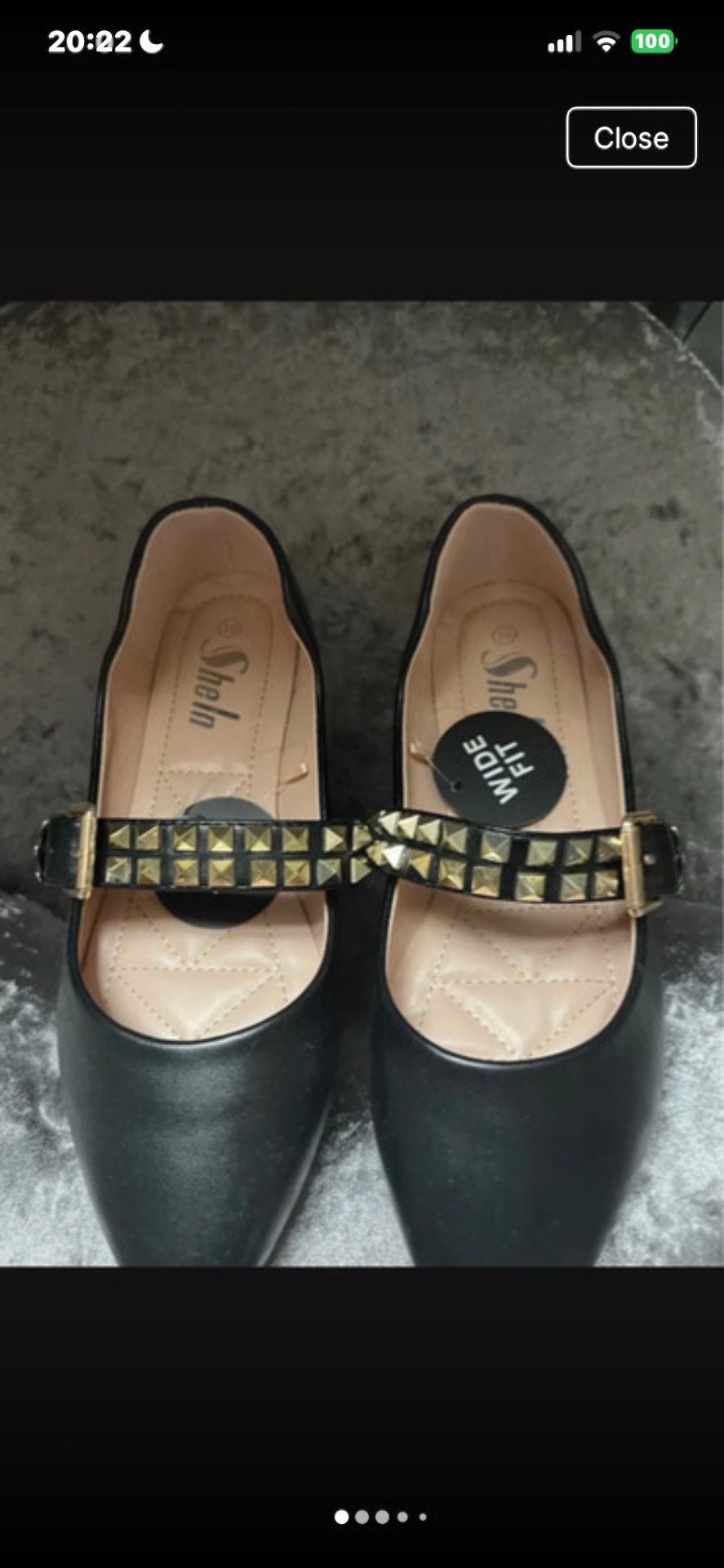 NWT Shein Punk Gold Studded Mary Jane Flat Show- Wide Fit- 9